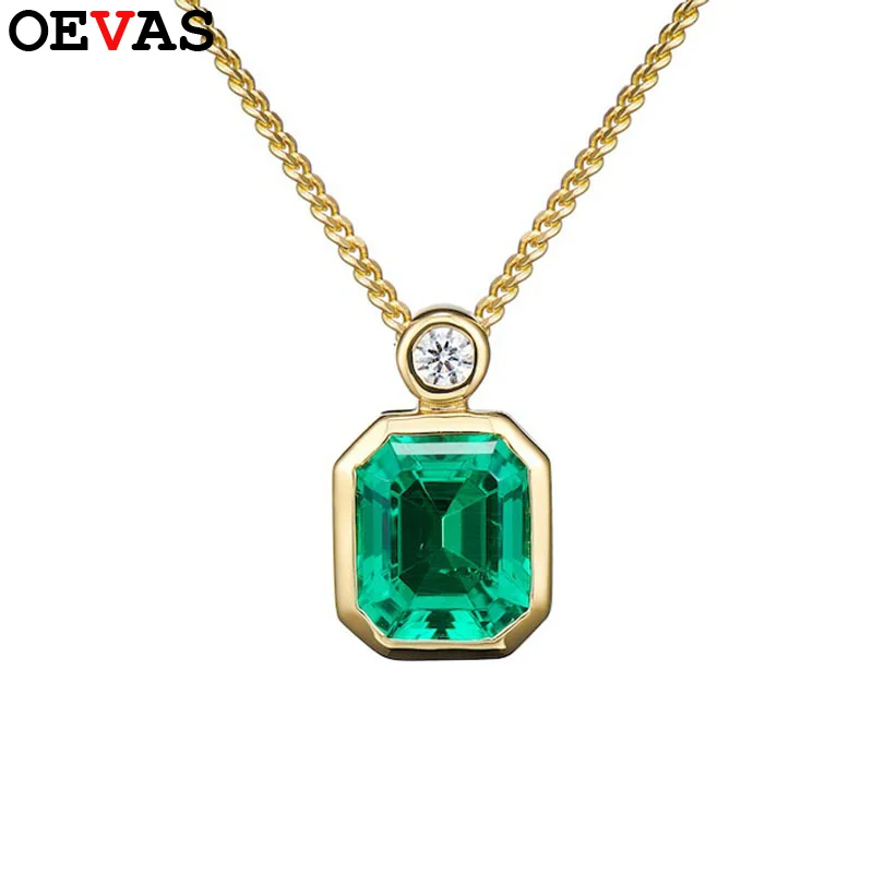 

Ожерелье из серебра 100% пробы с искусственным изумрудом, 18 К