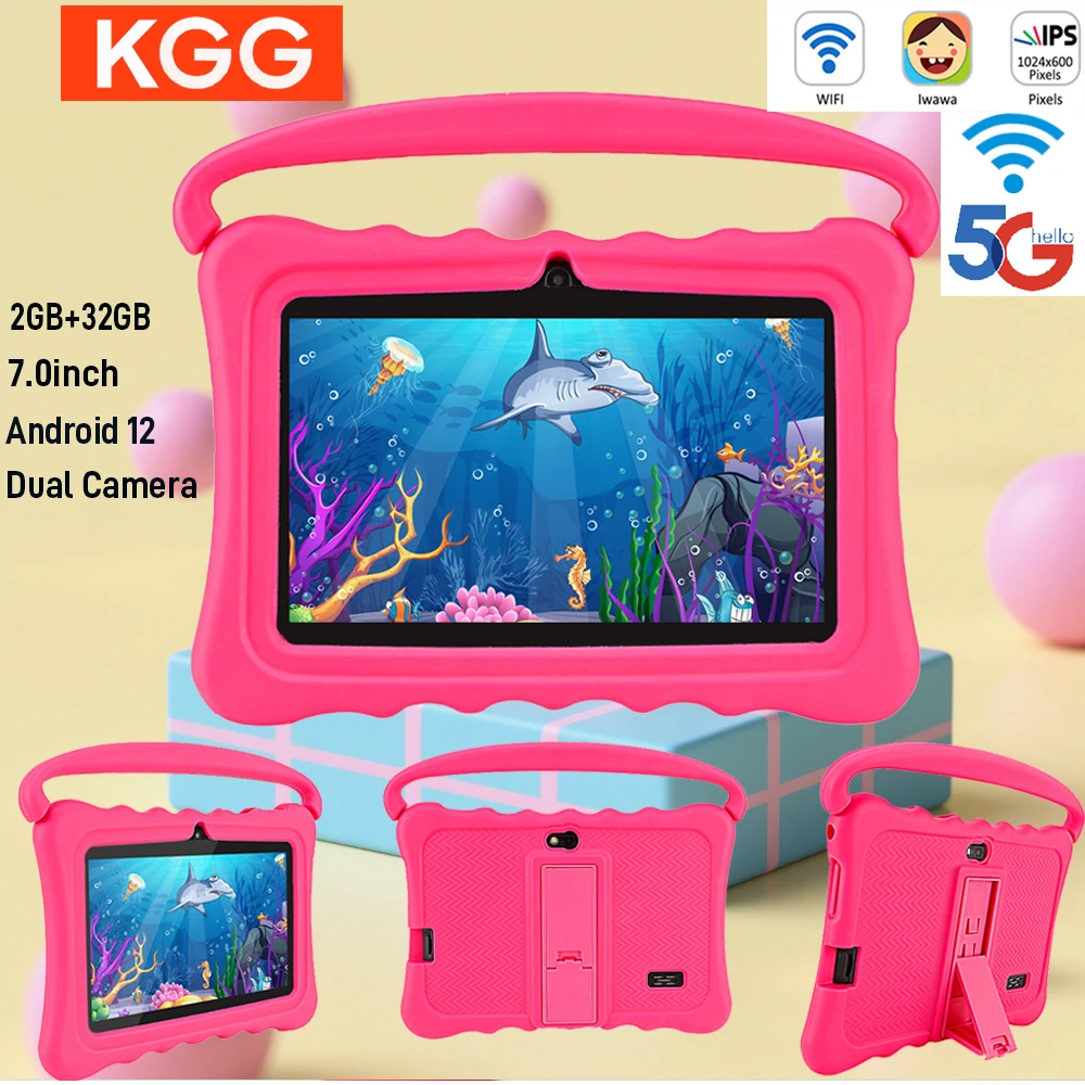 Kids Tablet Android 12 Tablet 7Inch Tablet 5G Wifi 3+32GB ROM Dual Camera Educational Learning Toys Children  Boys Girls Gifts