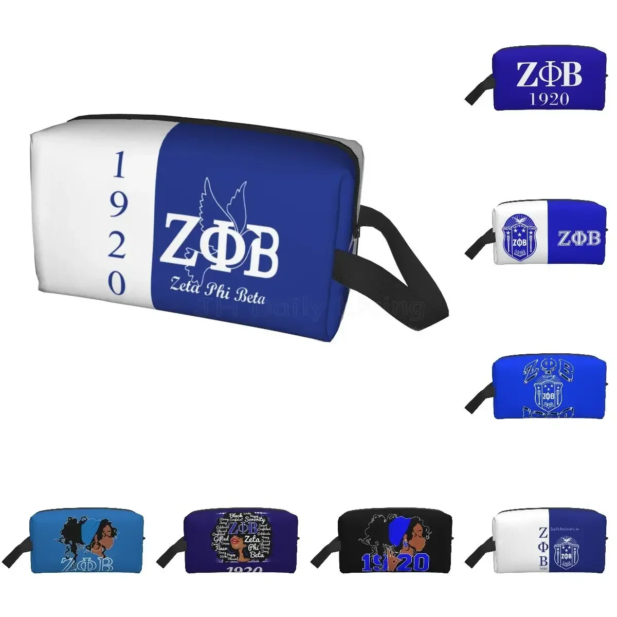 Zeta Phi Beta Print Storage Bags Portable Large Capacity Travel Toiletry Bag Ideal for Travel Storage Makeup Bags Cosmetic Bag