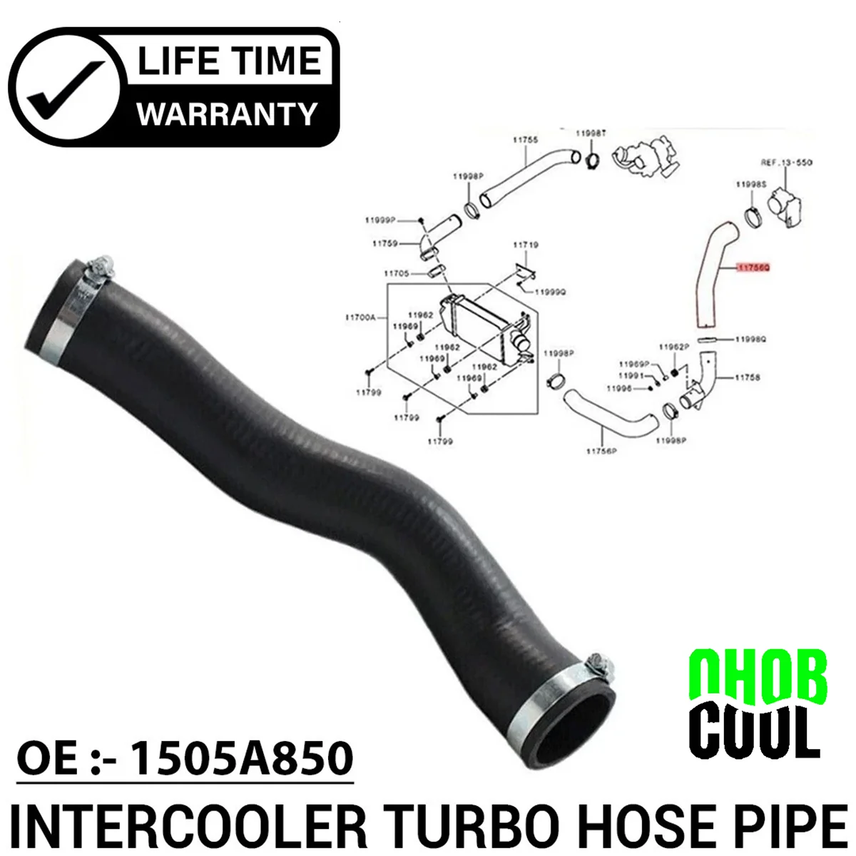 Para Mitsubishi L200/Triton 4WD 1505A088 1505A850 TURBO OUTLET AIR INTERCOOLER tubo de manguera de admisión 1505A377