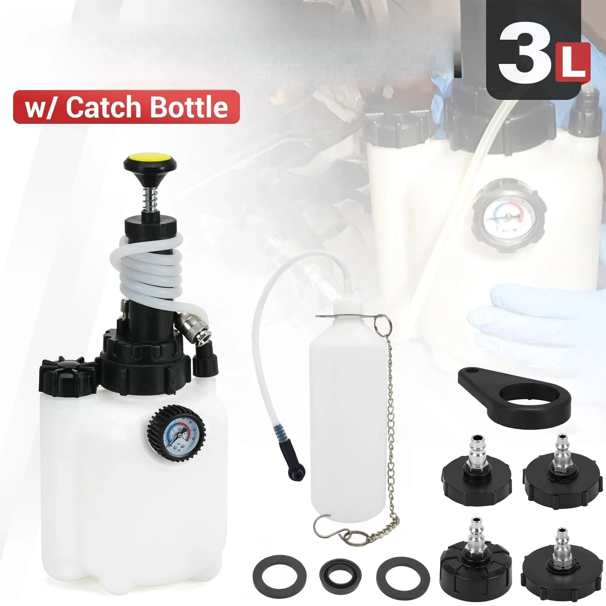 Kit de purga de líquido de frenos Manual para coche, bomba de líquido de presión de freno al vacío de 3L, máquina de descarga de frenos profesional, purgador de frenos neumático