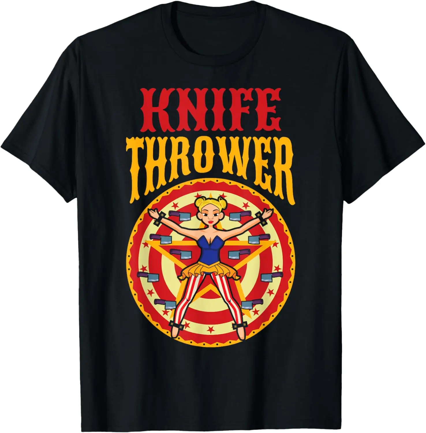 Camiseta de mujer con lanzador de cuchillos para personal de circo Showman de artista de circo