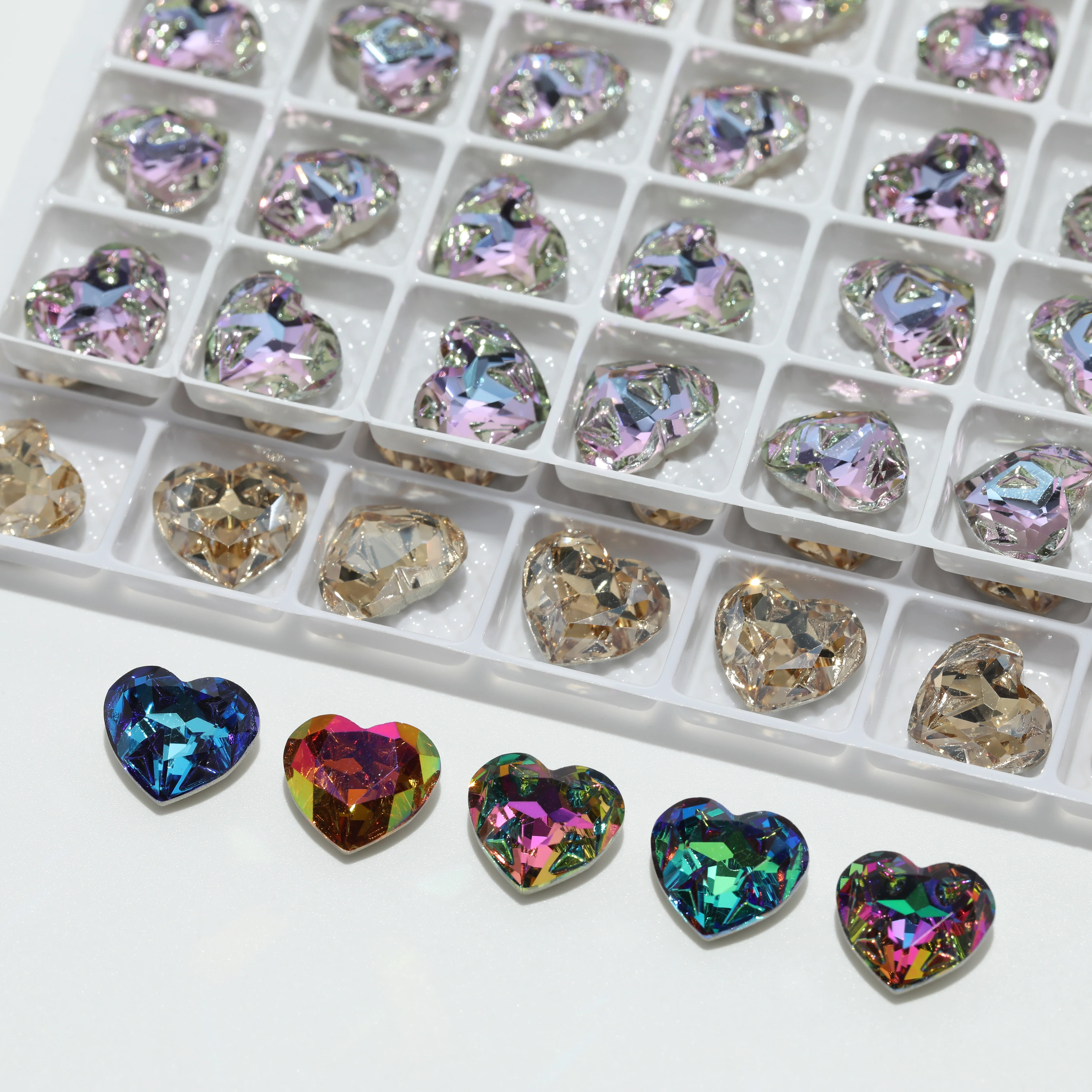 GRST Premium Meteorite Series Strasssteine DV4020 Herzförmige Fancy Stones Glänzende Kristalle DIY-Zubehör für Nagelkunst, Hochzeitskleider, Taschen – Detail 5