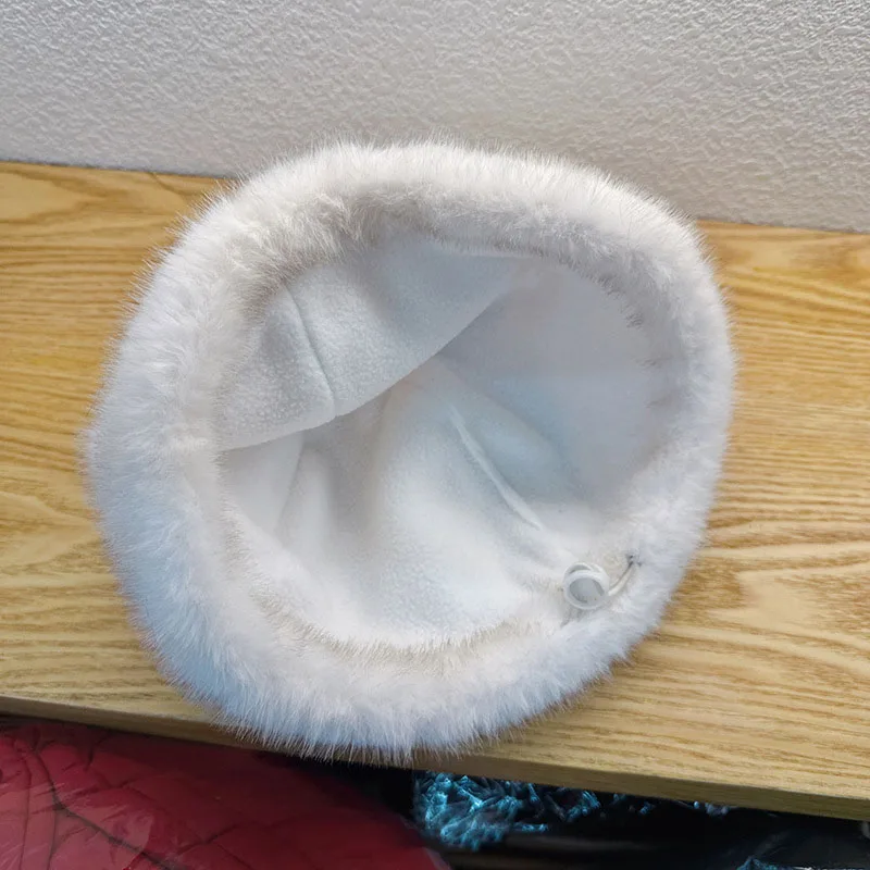 인기 스타 스타일 귀여운 고양이 귀 모양 인조 여우털 모자 여성 겨울 두꺼운 플리스 풀오버 캡 패션 비니 모자