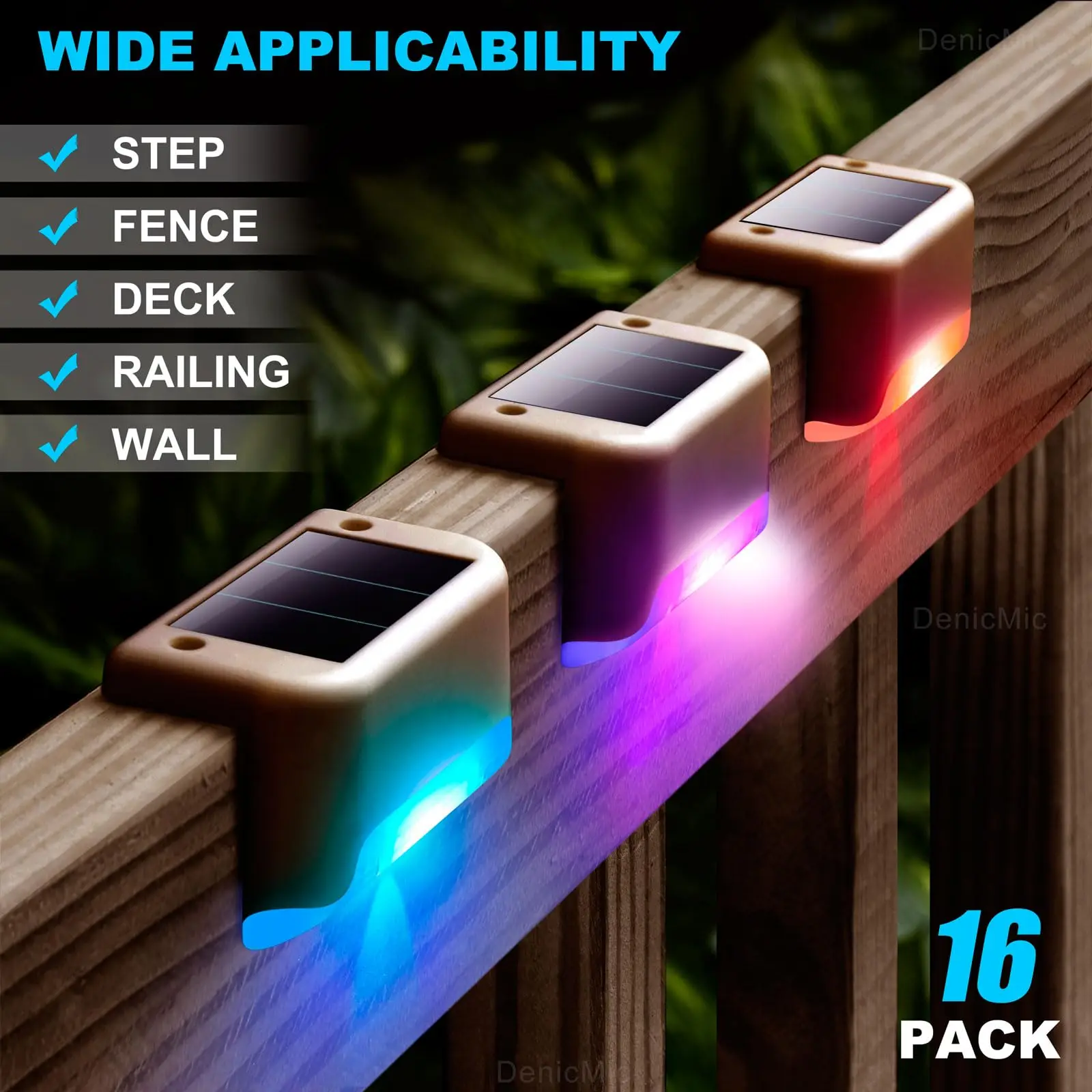 Color Changing Waterproof Led Solar Step Light Outdoor Deck Railing Stairs Step Fence Yard Patio Christmas Decoration Lights