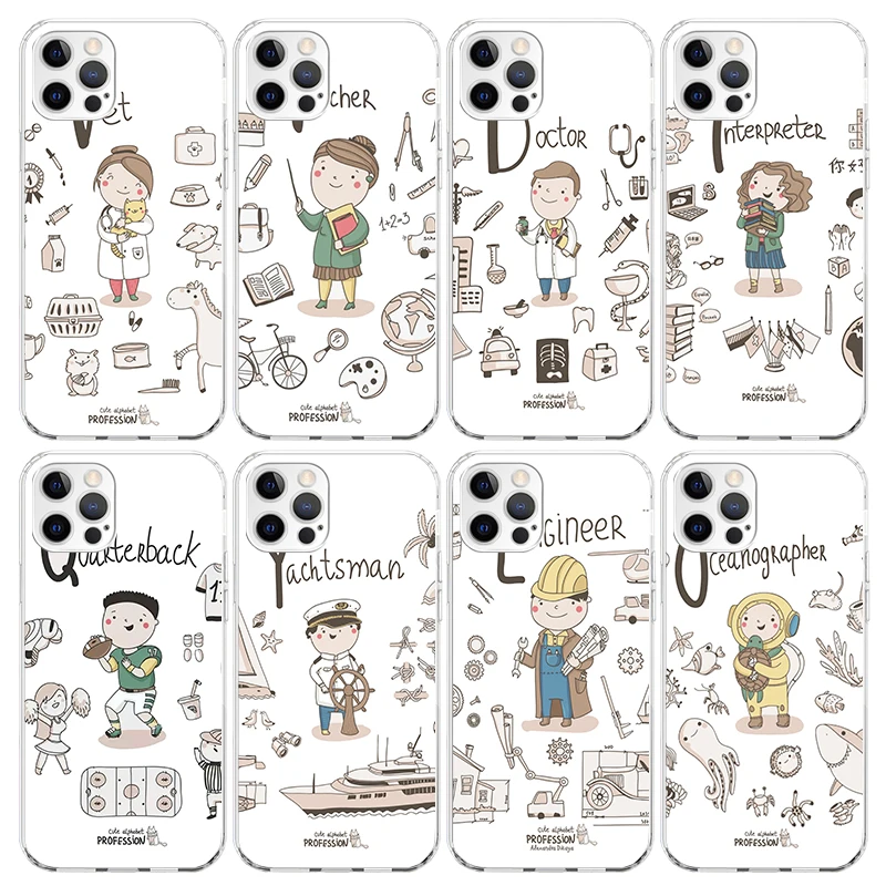 Cute Profession Teacher Doctor Phone Case for Apple iPhone 16 15 14 Plus 13 12 Mini 11 Pro Max X XR XS 7 + 7G 8G SE 2020 Soft Co