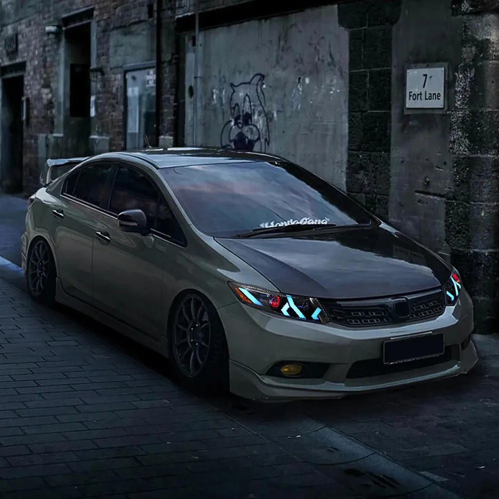 1 مجموعة كاملة جهاز عرض (بروجكتور) ليد العلوي ل 2012-2015 هوندا سيفيك 2/4 باب الجبهة رئيس مجموعة مصابيح DRL كشافات الملحقات #6