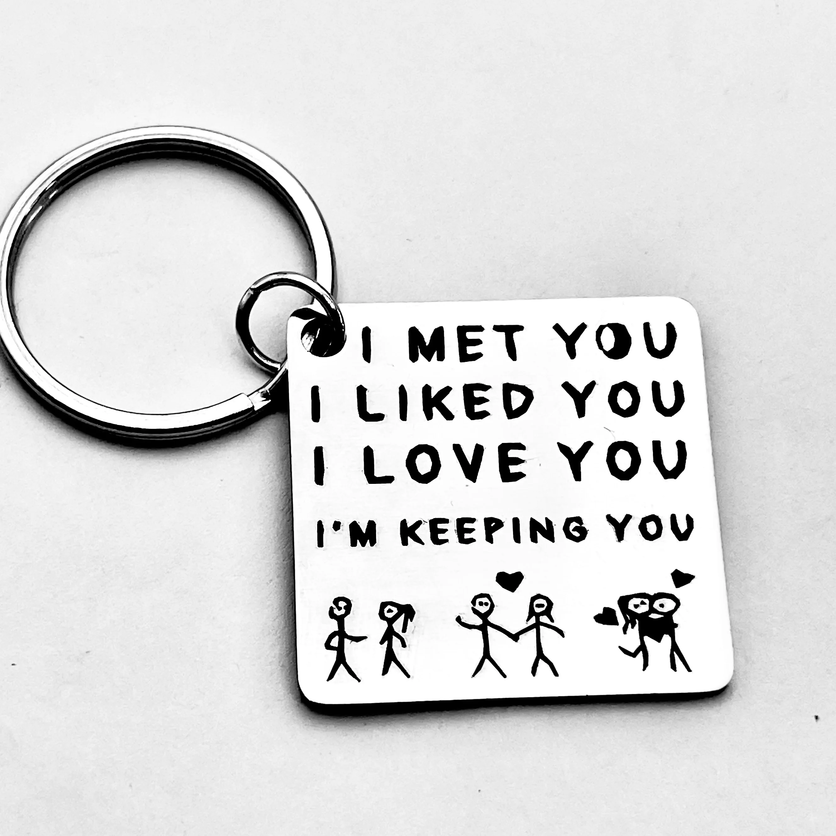 1 couple creative keychain, meet you, like you, keep you, love quote Valentine's Day, couple anniversary, boyfriend girlfriend