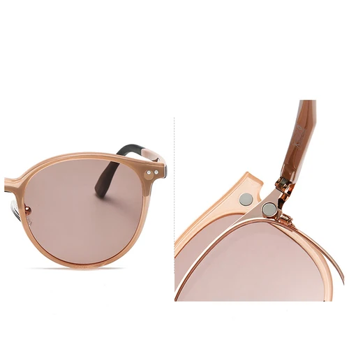 Imagen 2 del producto KANDREA 2 en 1 gafas de sol polarizadas magnéticas redondas para mujer, gafas de moda para miopía a prueba de rayos UV, lentes magnéticos para exteriores, montura G2262