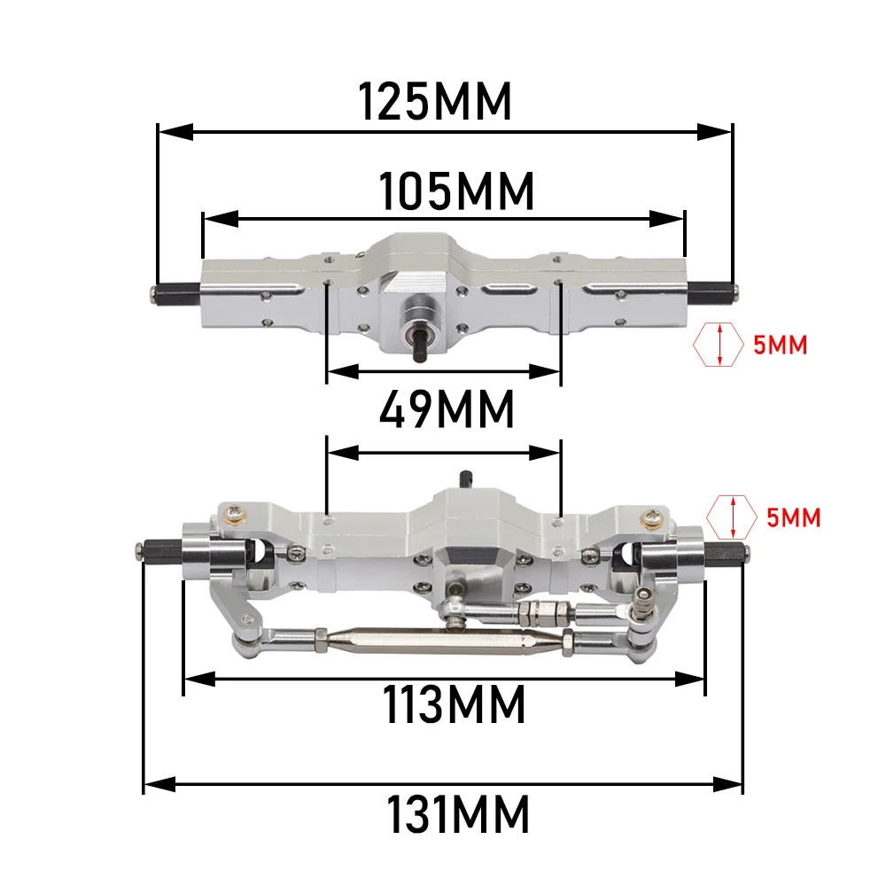 Metal Upgrade Front Rear Axle Assembly For WPL 1/10 C74 1/16 C14 C24 C34 C54 B14 B24 Feiyu JJRC RC Car Spare Parts