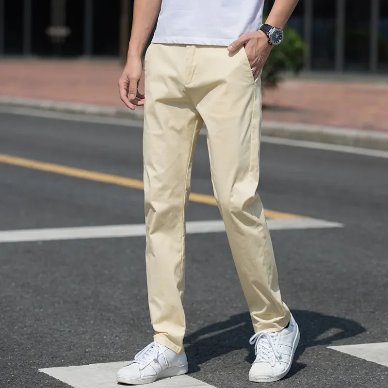 Plus-size Trend Wide Leg Loose Straight Leg Solid Color Casual Pants Elastic Four Season Pants Adult Gentleman Comfortable Loose
