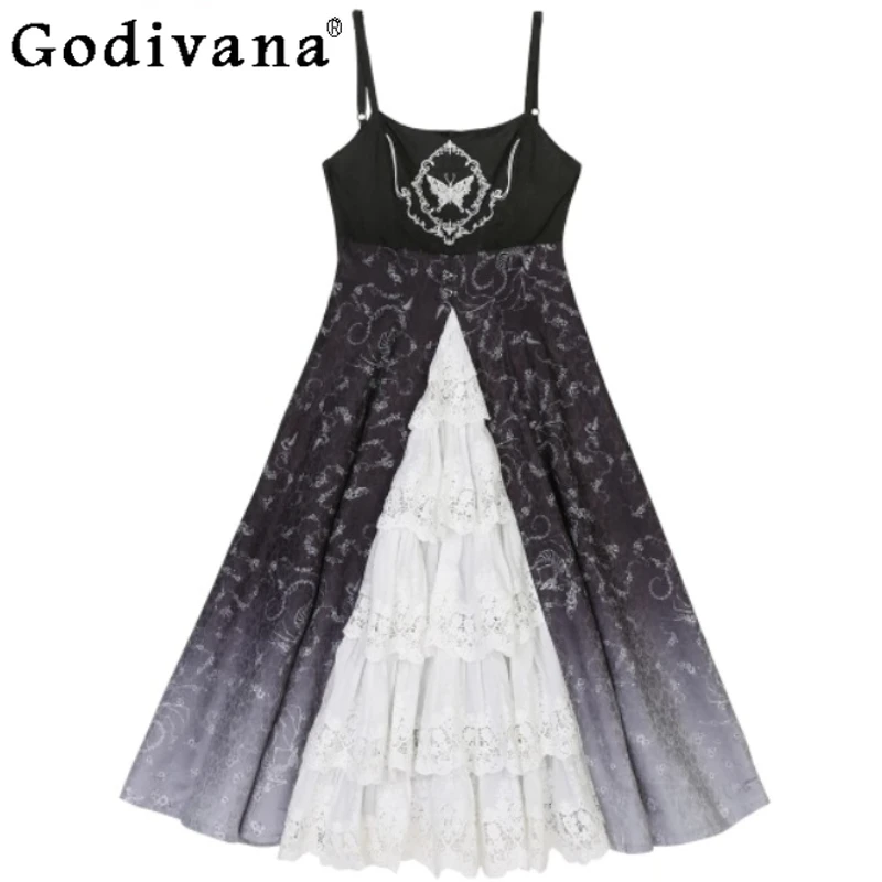 

Elegant Lolita Halloween Uniform Cos Goth Punk Princess Suspender Long Dress Girls Age Reducing Flare Sleeves White Short Shirt