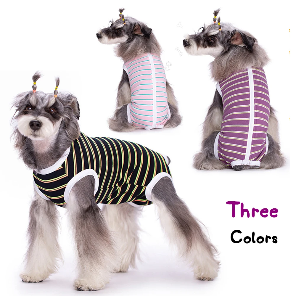 Recovery Suit for Dogs After Surgery Recovery Shirt Vest Anti-Licking Dog Diaper Sanitary Panties for Male or Female Pup Stripes