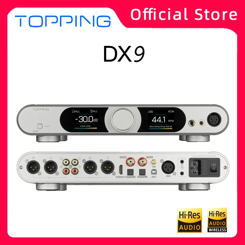 NEW TOPPING DX9 AK4499EQ HIFI USB DAC Digital Audio Decoder Headphone Amplifier  Power Supply 15th Anniversary Flagship edition