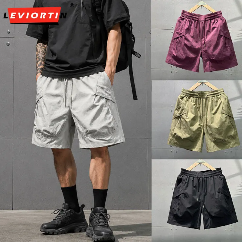 

Men's Quick-Dry Functional Cargo Shorts Summer Breathable Drawstring Shorts Multi Pockets Lightweight Running Workout Shorts
