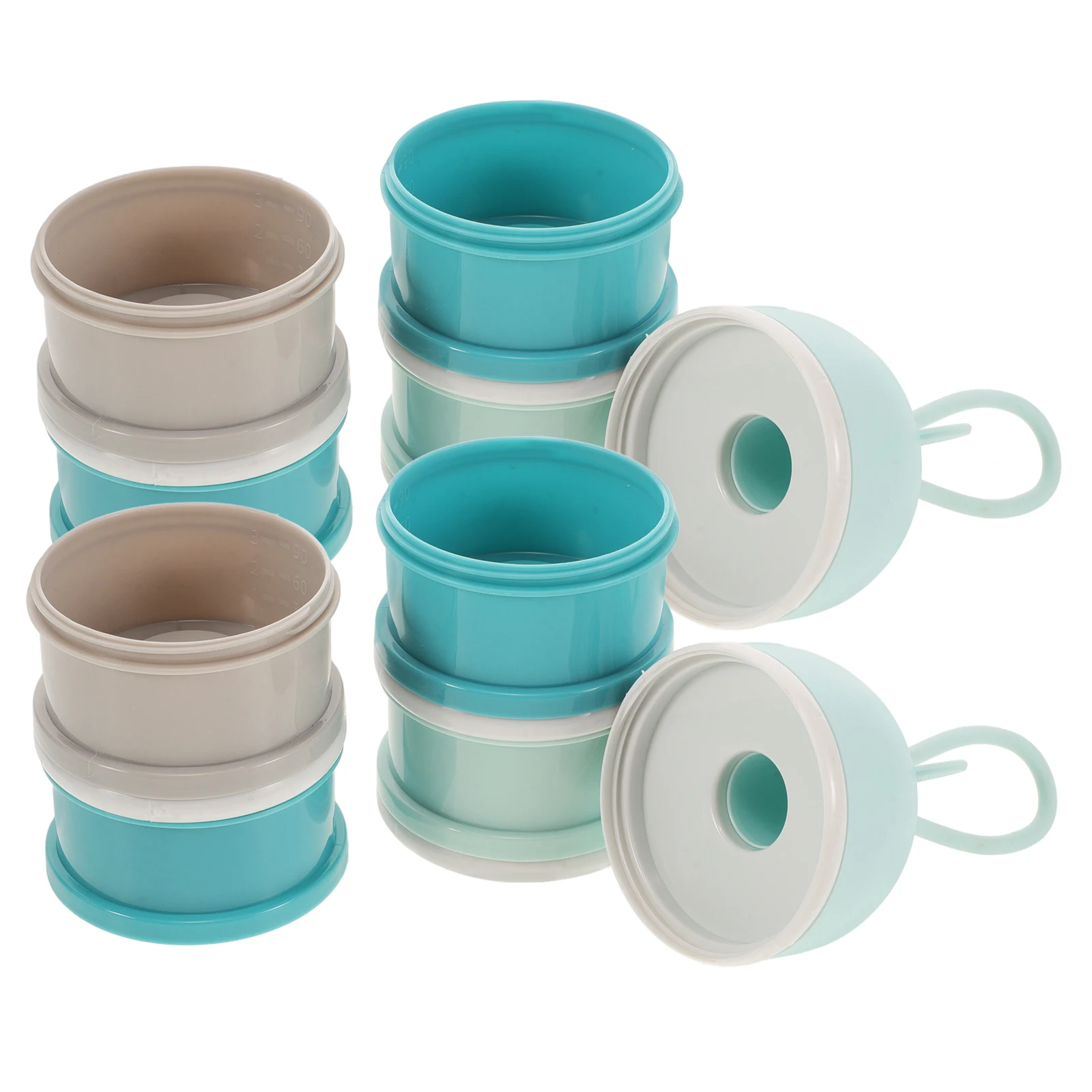

2pcs Portable 4 Layer Milk Powder Box Snack Containers Sky Blue Food Grade PP Material Baby Formula Storage Travel Dispenser