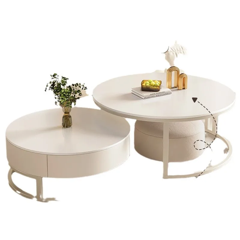 Living room for home use, modern minimalism, round rock slab tea table