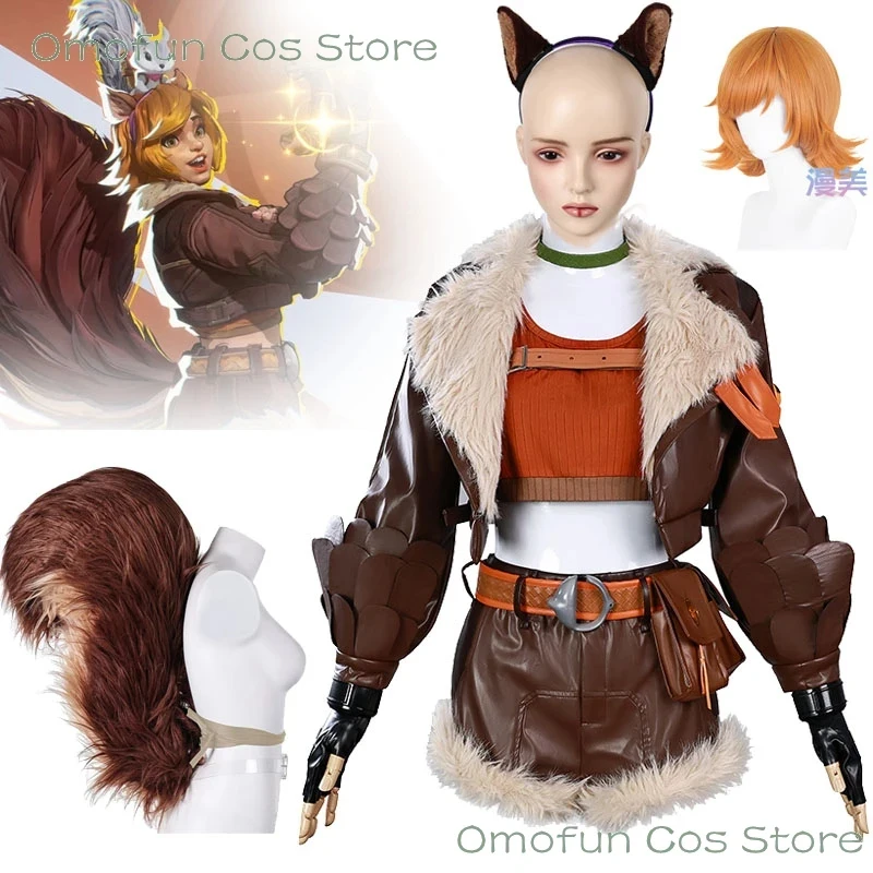 Disfraz de Cosplay de Doreen Allene Green de Rivals Squirrel Girl, ABC123MARV, para Mujer, Incluye Abrigo, Cola y Peluca, para Juego de Roles, Halloween