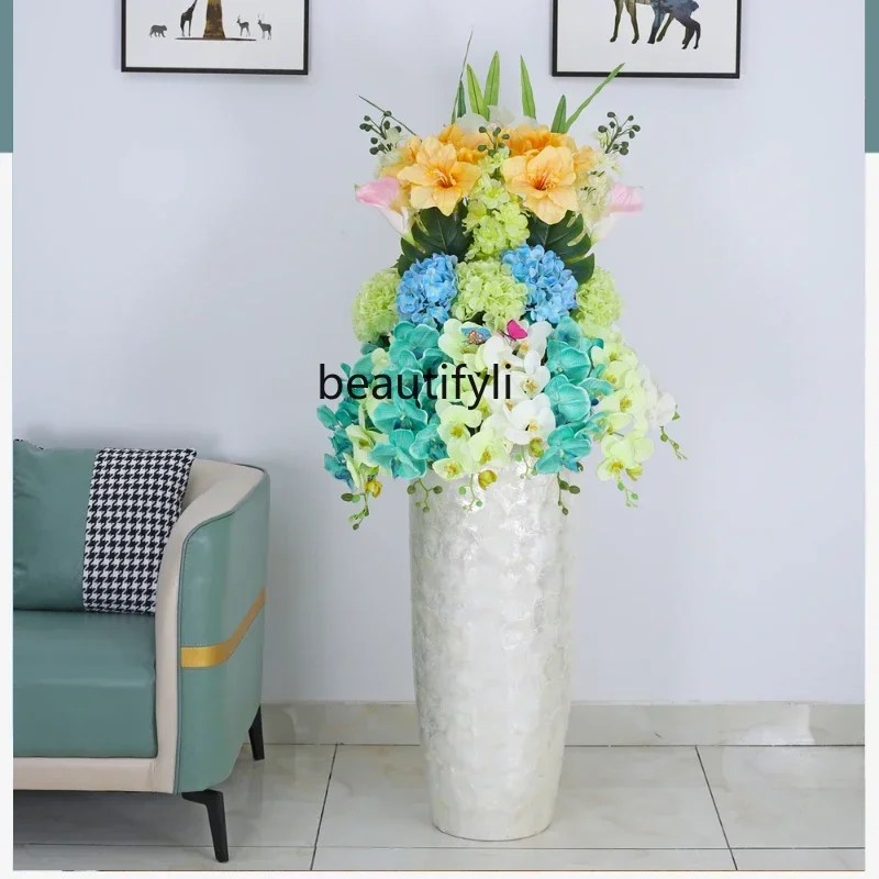 European-Style Large Floor Vase High-Grade Decoration Artificial Artificial Flower Living Room Large Vase