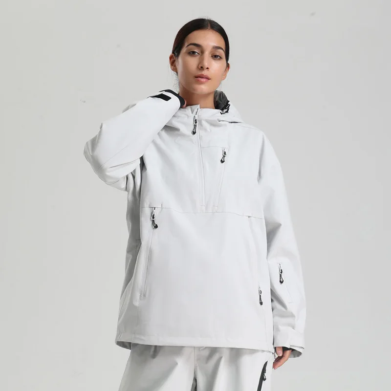 

Gsou Snow 2025 Women's Anorak Snowboard Jacket Waterproof Windproof Breathable Workwear Style Ski Pullover Loose Fit Winter Coat