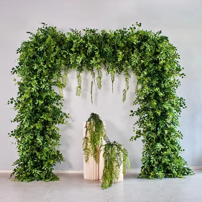 Hot-selling custom 8ft * 8ft green plant wedding background artificial green leaf arch wedding entrance decoration