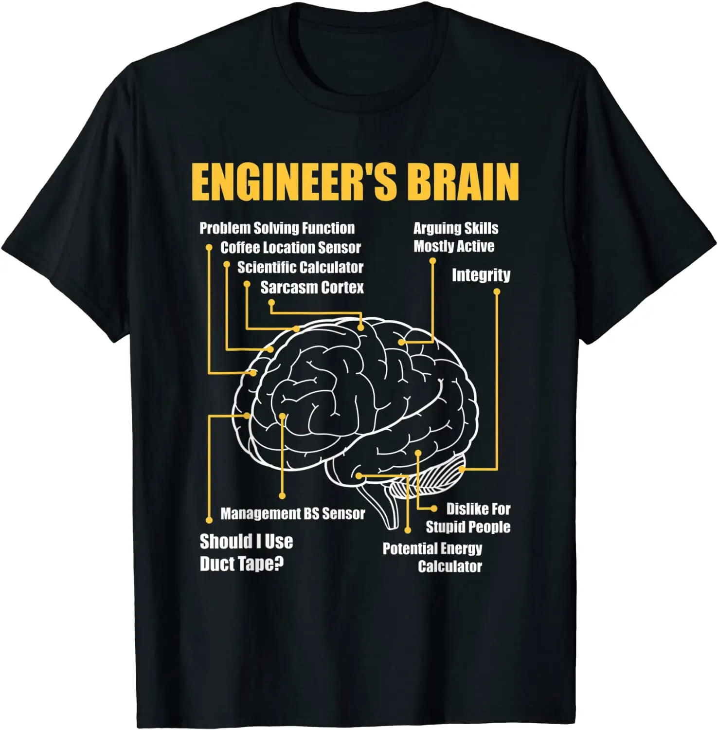 Engineer's Brain - Funny Sarcastic Engineering Gift T-Shirt for Men Women Graphic T Shirts