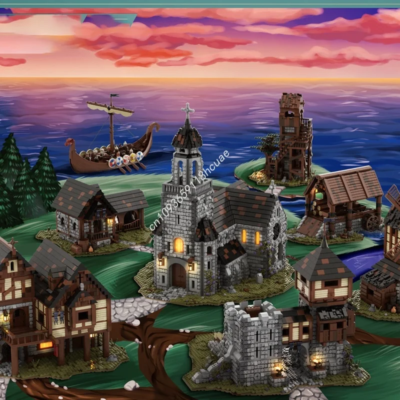 51593 قطعة MOC حزمة القرية الوسطى المتطرفة نموذج بناء هدية الكريسماس كتل ألعاب البناء تجميع فكرة ذاتية الصنع عيد ميلاد #4