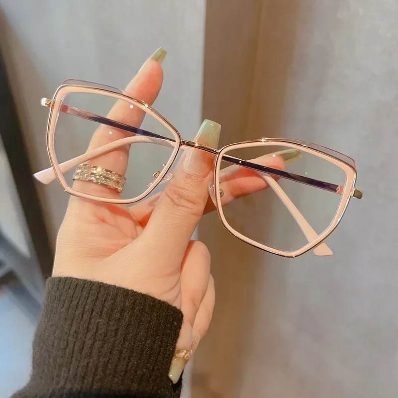 New Anti-blue Light Women Cat Eye Eyewear Luxury Metal Frame Oversized Optical Spectacle Eyeglasses Female Vintage Glasses