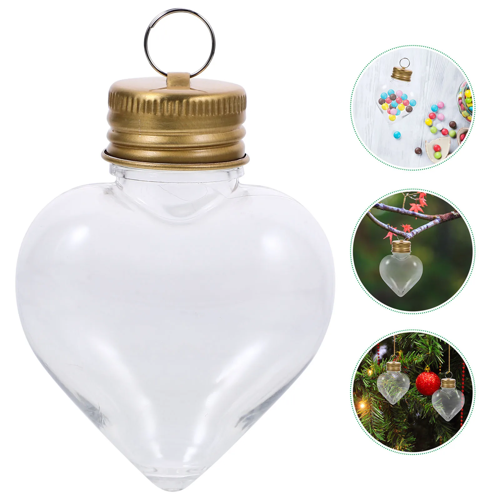 

10Pcs Heart Shaped Bottle Hanging Ornament Reusable Juice Container Portable Candy Storage Bottle for Xmas Gift Decoration Party