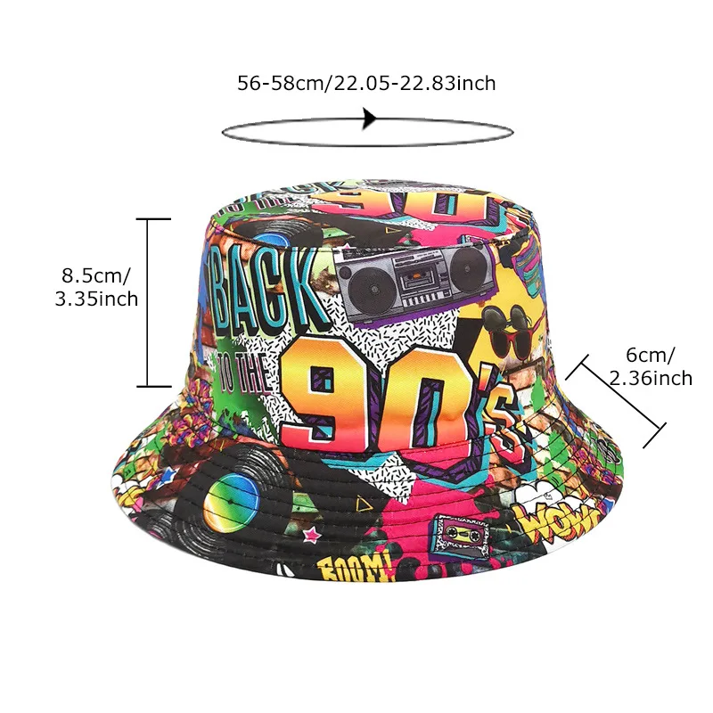 Bocca Cartoon Bucket Hat Vintage Style Fisherman Hats Printing Panama Cap Double Sides 80 90s Outdoor Summer Sunshade New Style