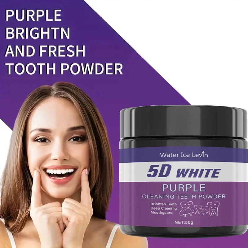 Polvere per la pulizia dei denti viola: senza acido solforico, pulizia e lucidatura profonda, sbianca i denti entro 5 giorni, uso quotidiano portatile