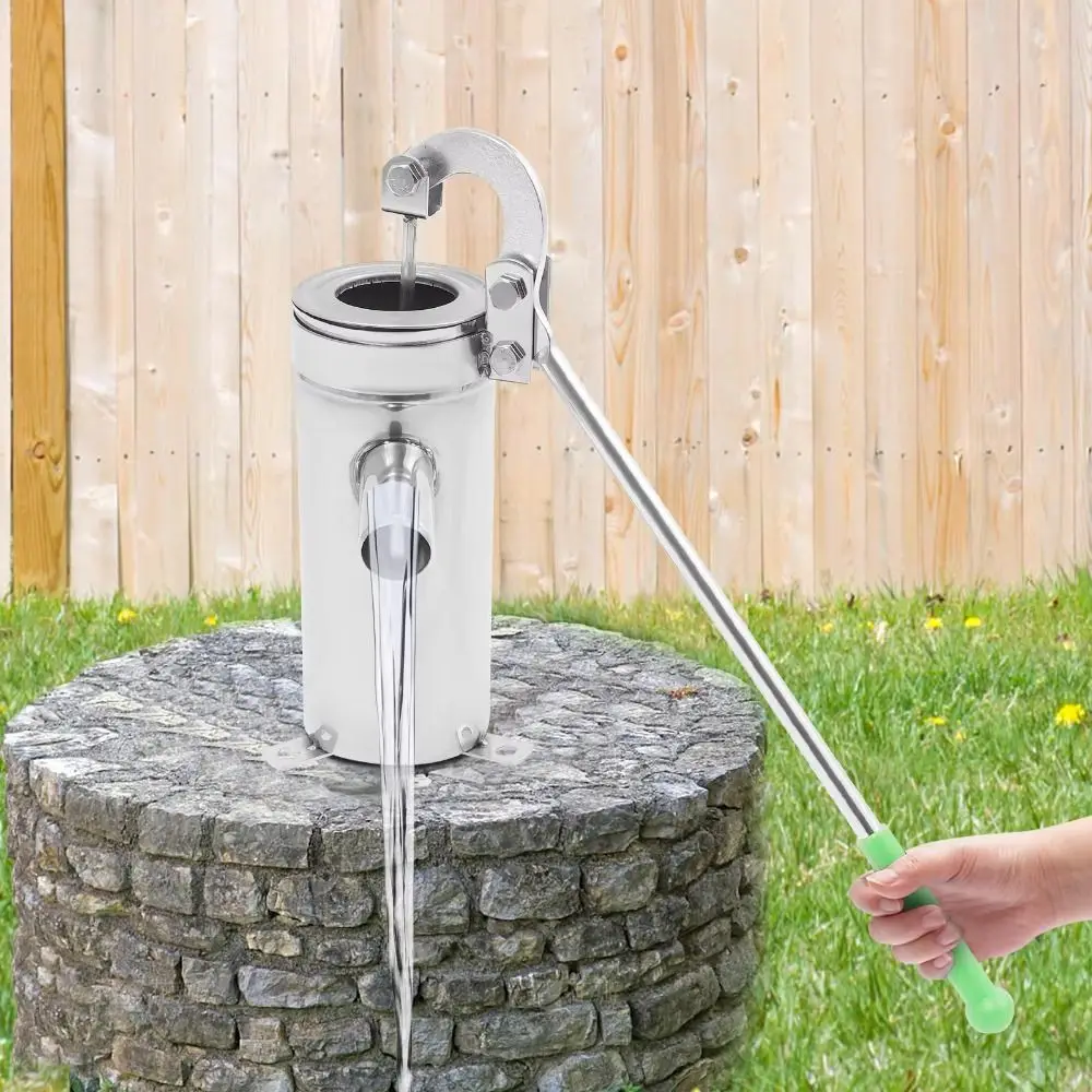 Stainless Steel Manual Well Pump Ergonomic Handle Efficient Hand Shake Water Pump Portable Heavy Duty Pitcher Pump Courtyard