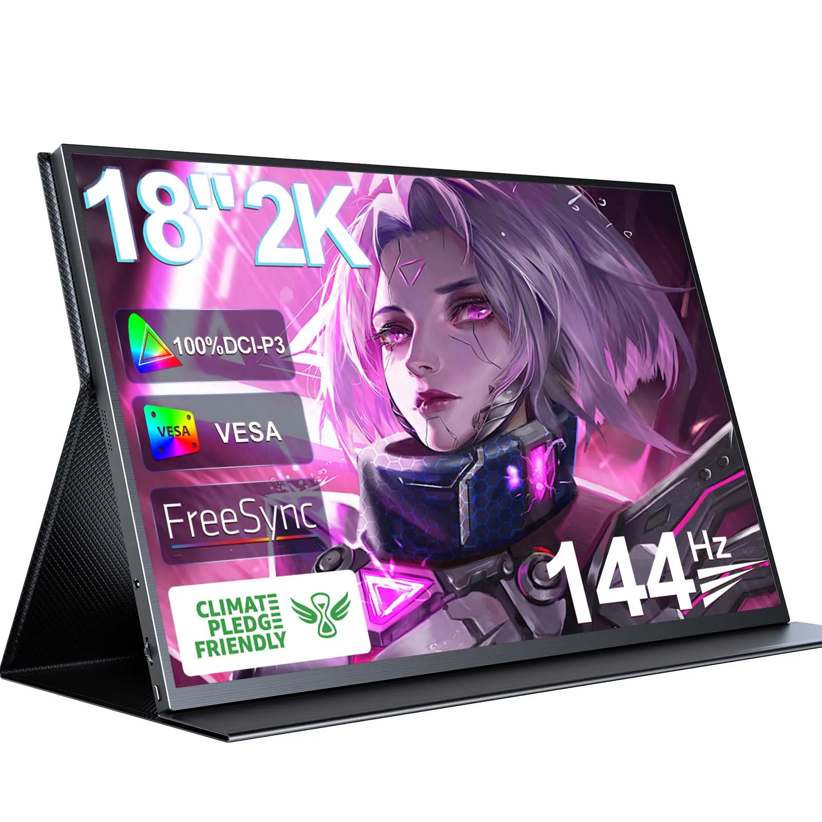 Portable Monitor 18 Inch 144HZ IPS 2K 100% SRGB Second Screen For Laptop Mac Xbox PS4/5 Switch Display Type-C HDMI-Compatible