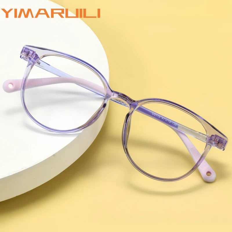 

YIMARUILI Ultra Light Comfortable Teenage Student Glasses Retro Round High Quality Flexible TR90 Boys and Girls Eyeglasses Frame
