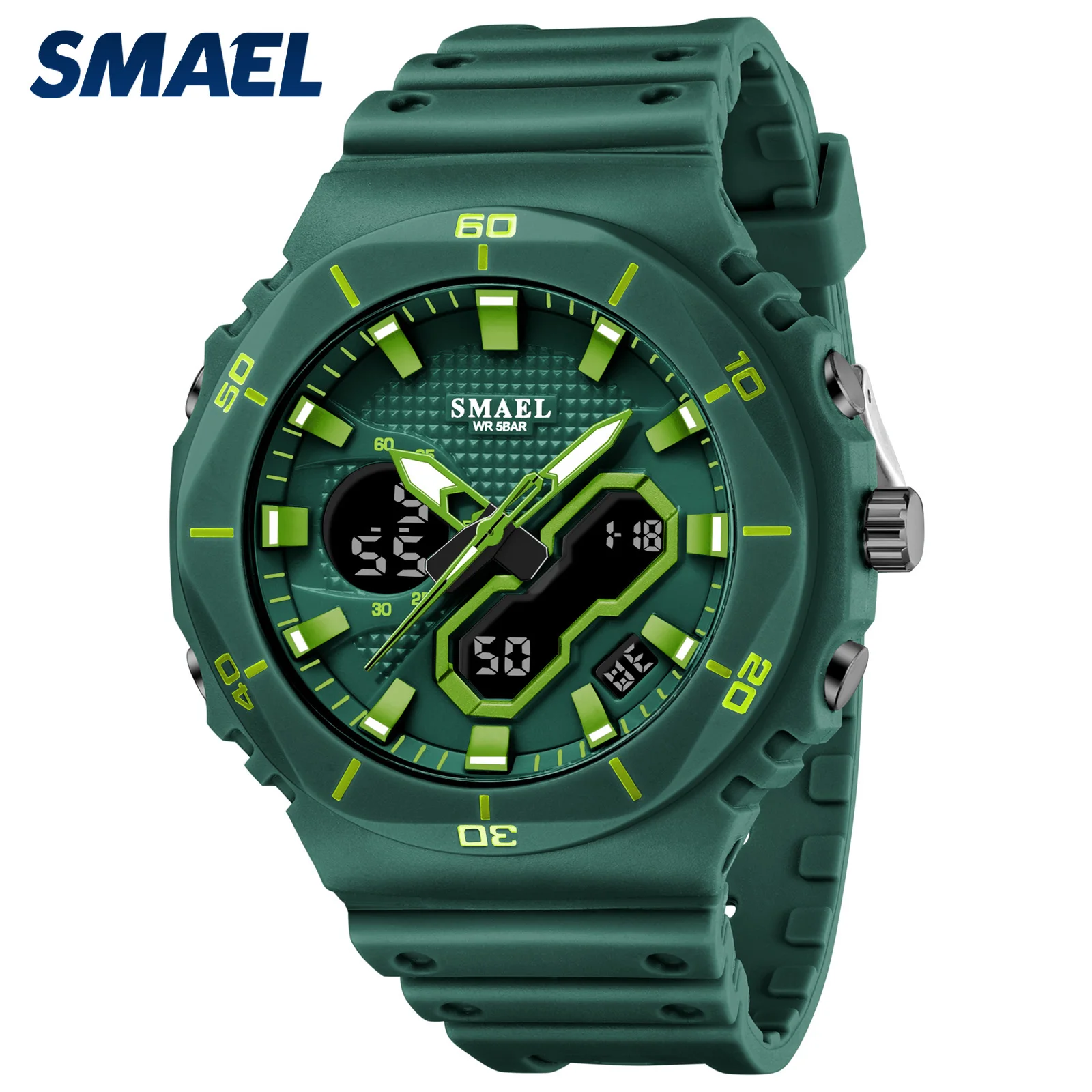 

SMAEL 8120 Водонепроницаемые наручные часы с автоматической датой, кварцевые часы, спортивный светодиодный будильник, двойной дисплей времени