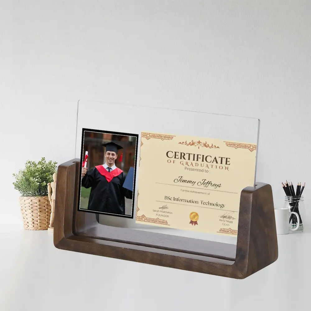 Personalized Graduation Photo Frame Custom Diploma Photo Frames 2024 Graduation Gifts for Classmate Student Wood Picture Frames