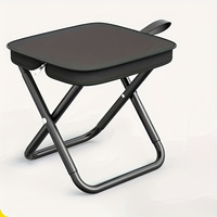 1pc Portable Folding Iron Alloy Stool, Square Outdoor Picnic, Camping, Fishing Chair, Durable, Heavy-Duty 264.55 lbs Capacity,