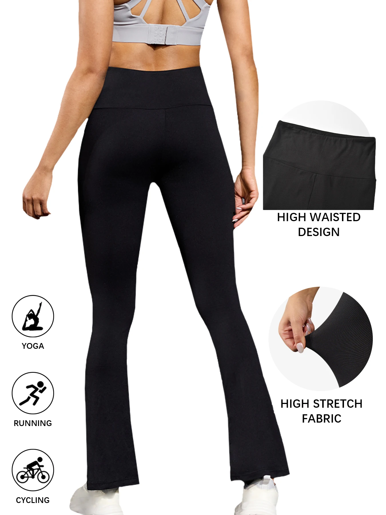 Calça feminina super macia, 4 pacotes, cintura alta, controle de barriga, treino, yoga, push up, academia, fitness, leggings longas, sino