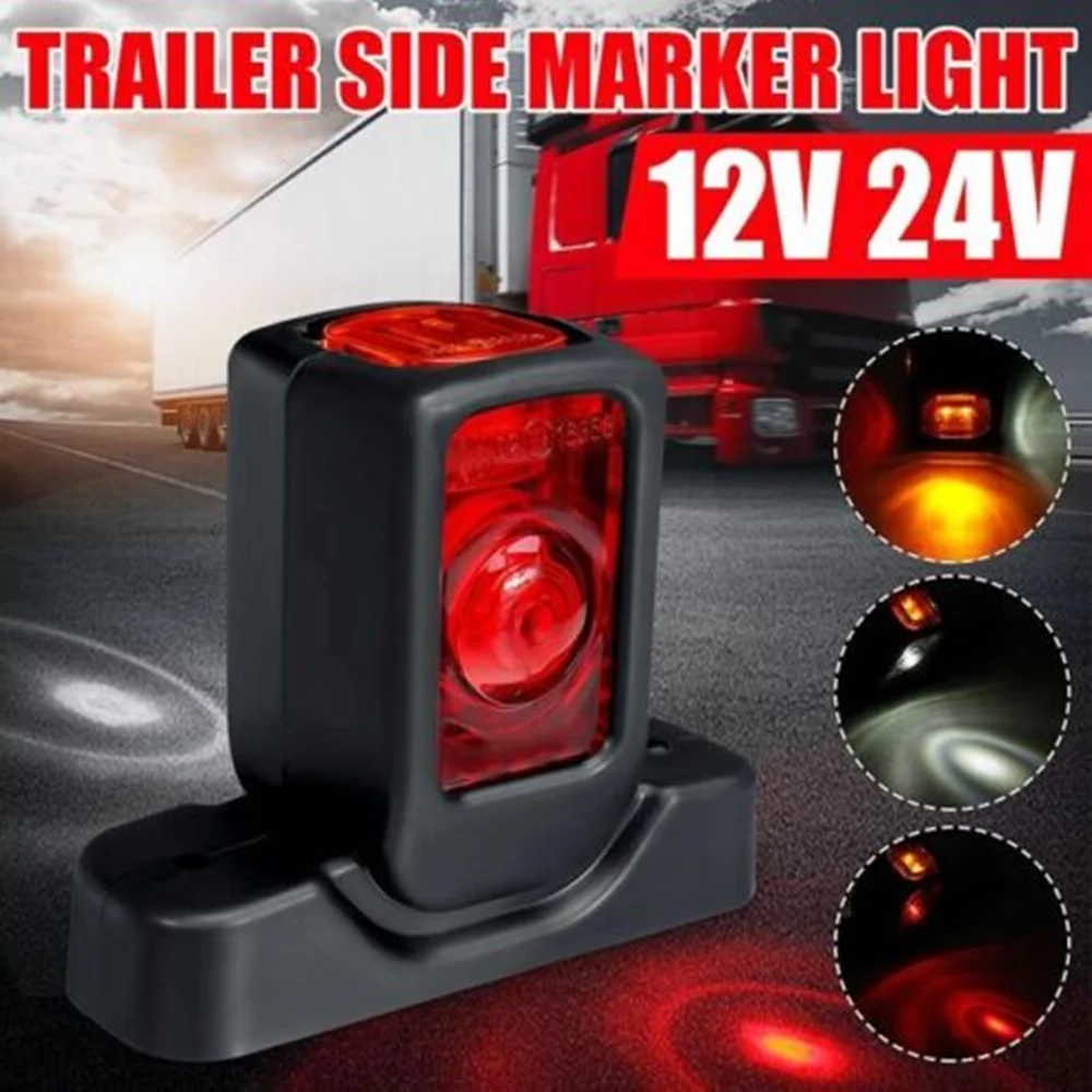 2PCS Truck Trailer Outline Clearance Indicator Light LED 3-sided Side Light Car Side Marker Lamp 12V 24V Taillight for Lorry