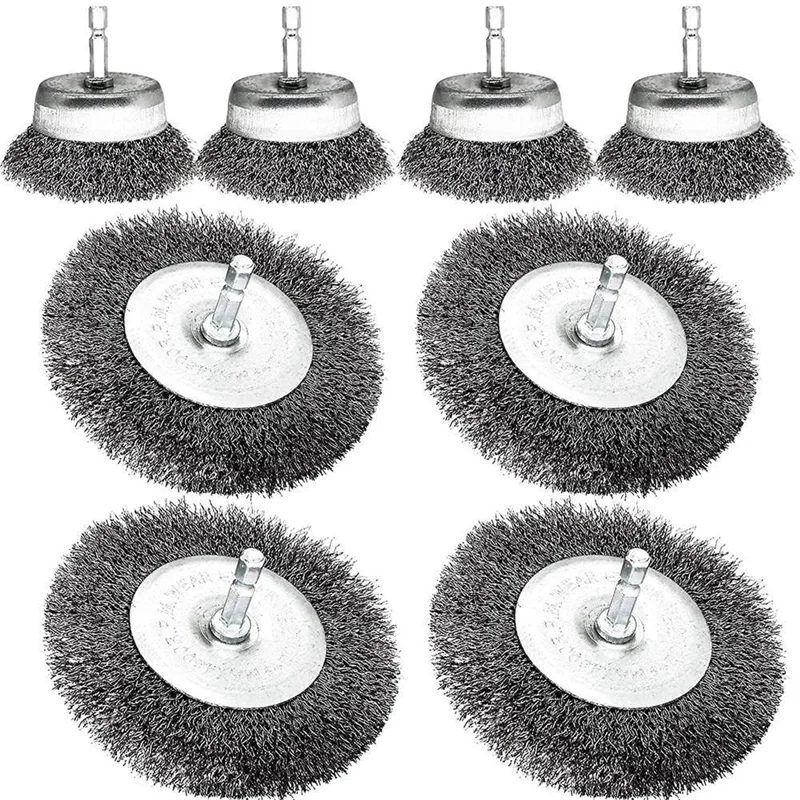 

8 Pack Wire Brush for Drill, Wire Wheel Cup Brush Set, Metal Wire Brushes for Fast Cleaning the Larger Surfaces Rust