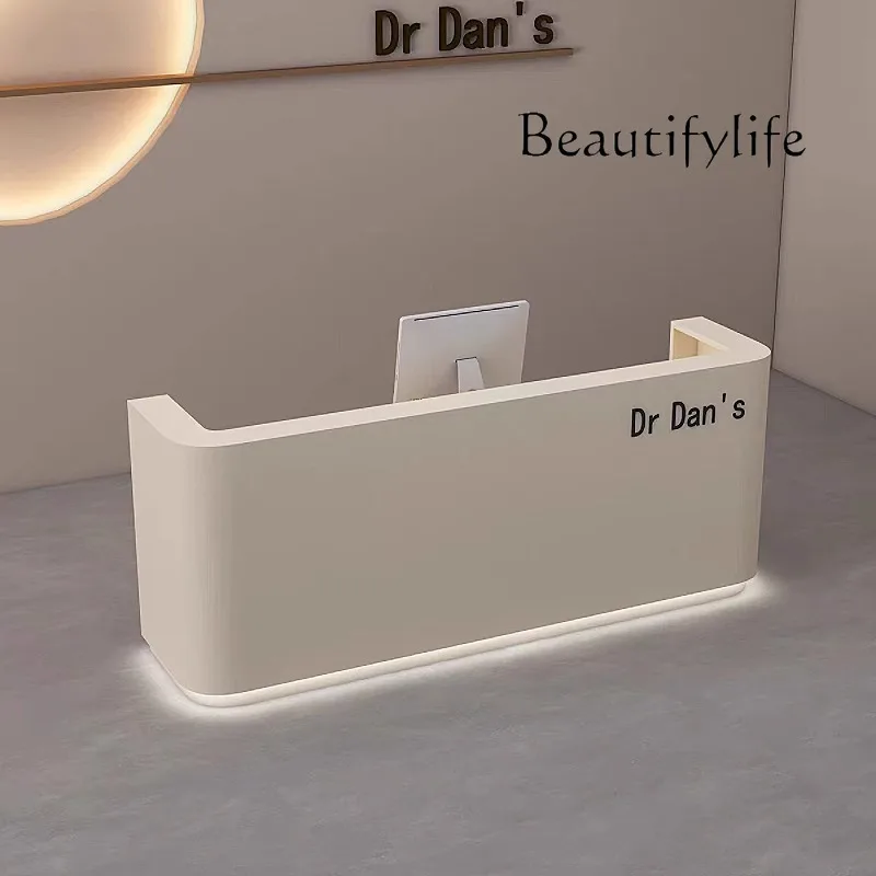 

R Aesthetic Company Reception Desks Bar Modern Shelves Restaurant Shop Desks Luxury Beauty Unique Mostrador Commercial Furniture