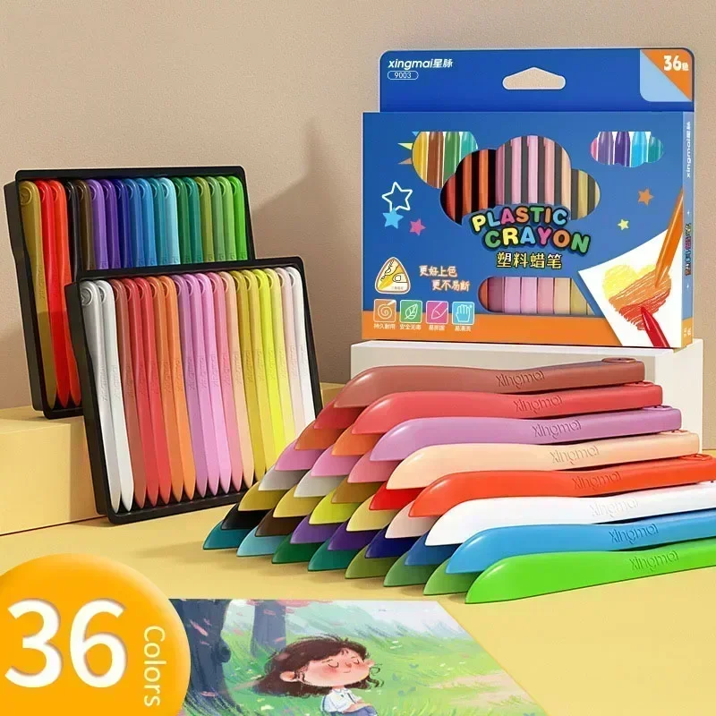 12/18/24/36 Colors Non-dirty Hand Plastic Crayons Washable and Erasable Color Crayons Children’s Painting School Office Supplies