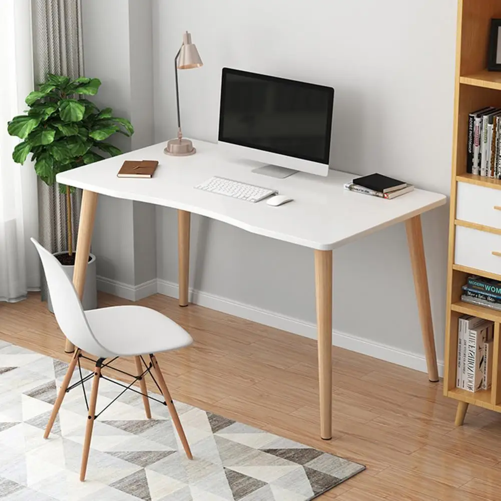 Computer Desk, Nordic Style Home Office Study Desk, Student Wood Writing Table, with Ergonomic Edge, Spacious Desktop