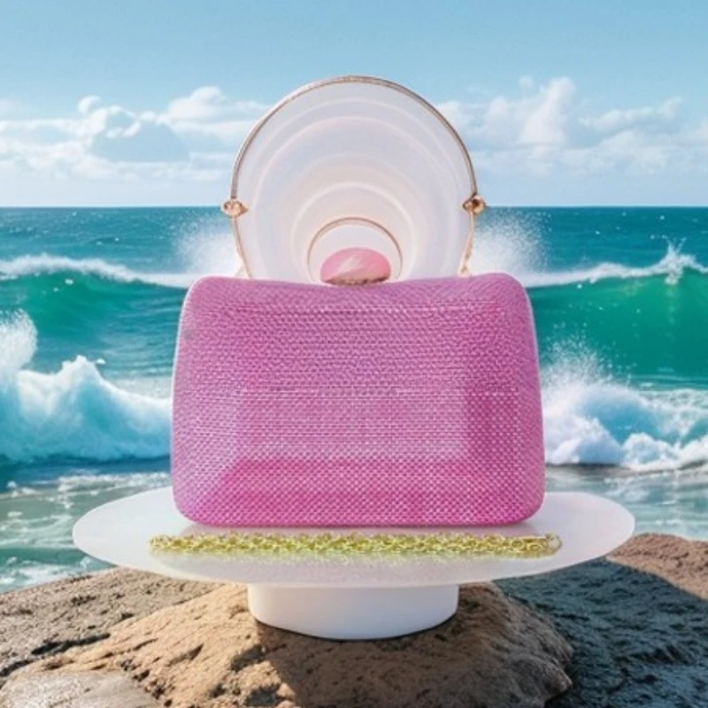 

Квадратная акриловая вечерняя сумка с бриллиантовой отделкой, соломенная сумка для банкета, элегантная женская роскошная блестящая вечерняя сумка Sac De Marque Luxe Femme