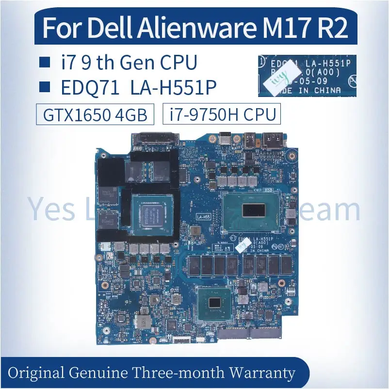 For Dell Alienware M17 M15 R2 Laptop Mainboard LA-H551P CN-03F73N 03F73N 3F73N 1650/4G i7-9750H RAM 8GB Notebook Motherboard