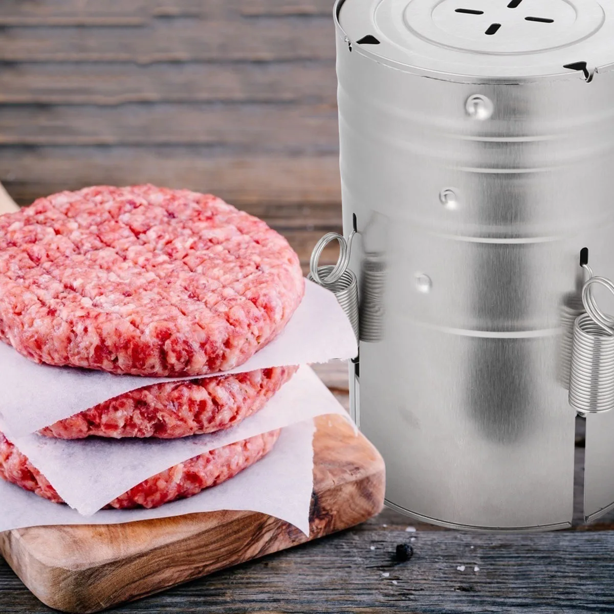 

Stainless Steel Meat Press Three-Layer Pressure Burger Mold Kitchen Tool For Poultry Fish Seafood Cooking Household Use