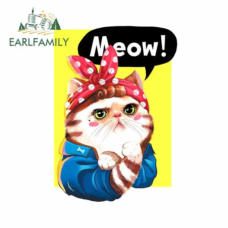EARLFAMILY 13cm x 9.2cm for Cat Funny Car Stickers Vinyl Material Personality Creative Waterproof Vehicle Decal pvc car goods