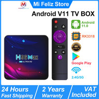 Android TV BOX H96 Max V11, Android 11.0 Set-top Box 4K, 4G+64GB 2G+16GB RK3318 Quad-Core, WiFi 2.4G/5G, Smart iptv Android box