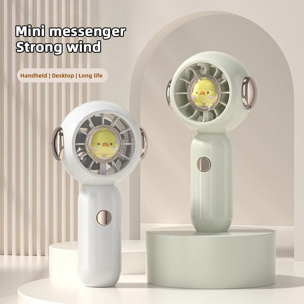 3 Modes Portable Fan With Cute Yellow Chick Adjustables Gear Desktop Airs Cooler For Women Girls