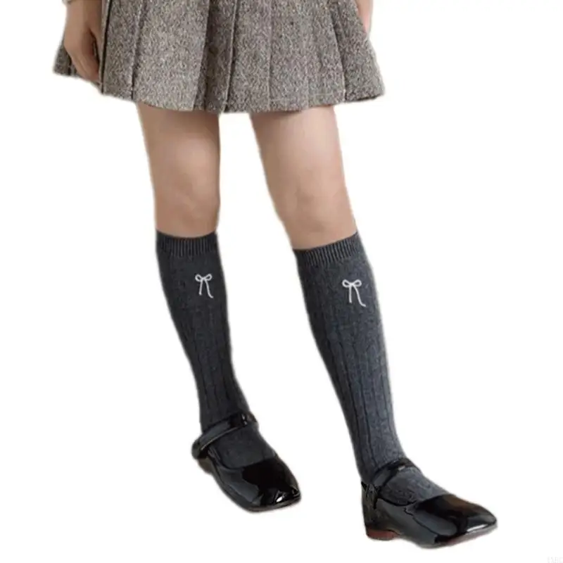 

Cosy and Stylish Toddler Socks Girls Sweet Hosiery Stackable Socks Bowknot Accent for Various Outfits and Party 4XBC